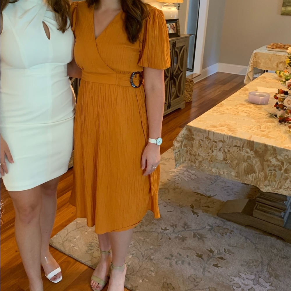 Alice Blue Orange Midi Length Dress